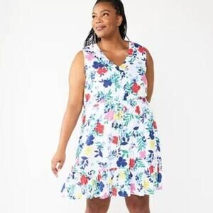Draper James RSVP Floral Sleeveless Tie Waist Dress Size 2X